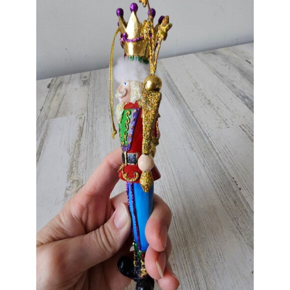 Glitter nutcracker star ornament large unique sparkle Xmas tree - Picture 2 of 7